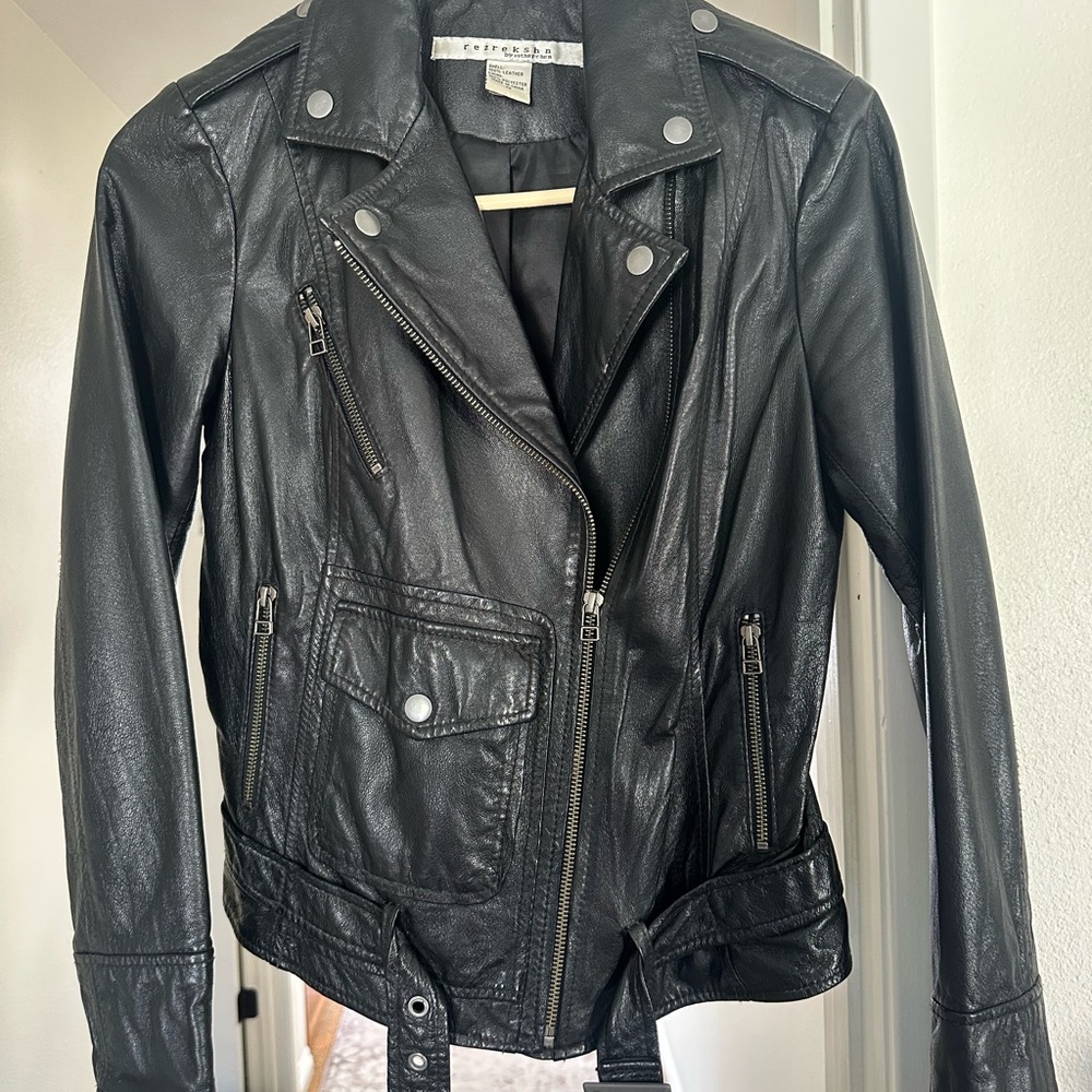 Rezrekshn by Esther Chen Black Leather Biker Jacket